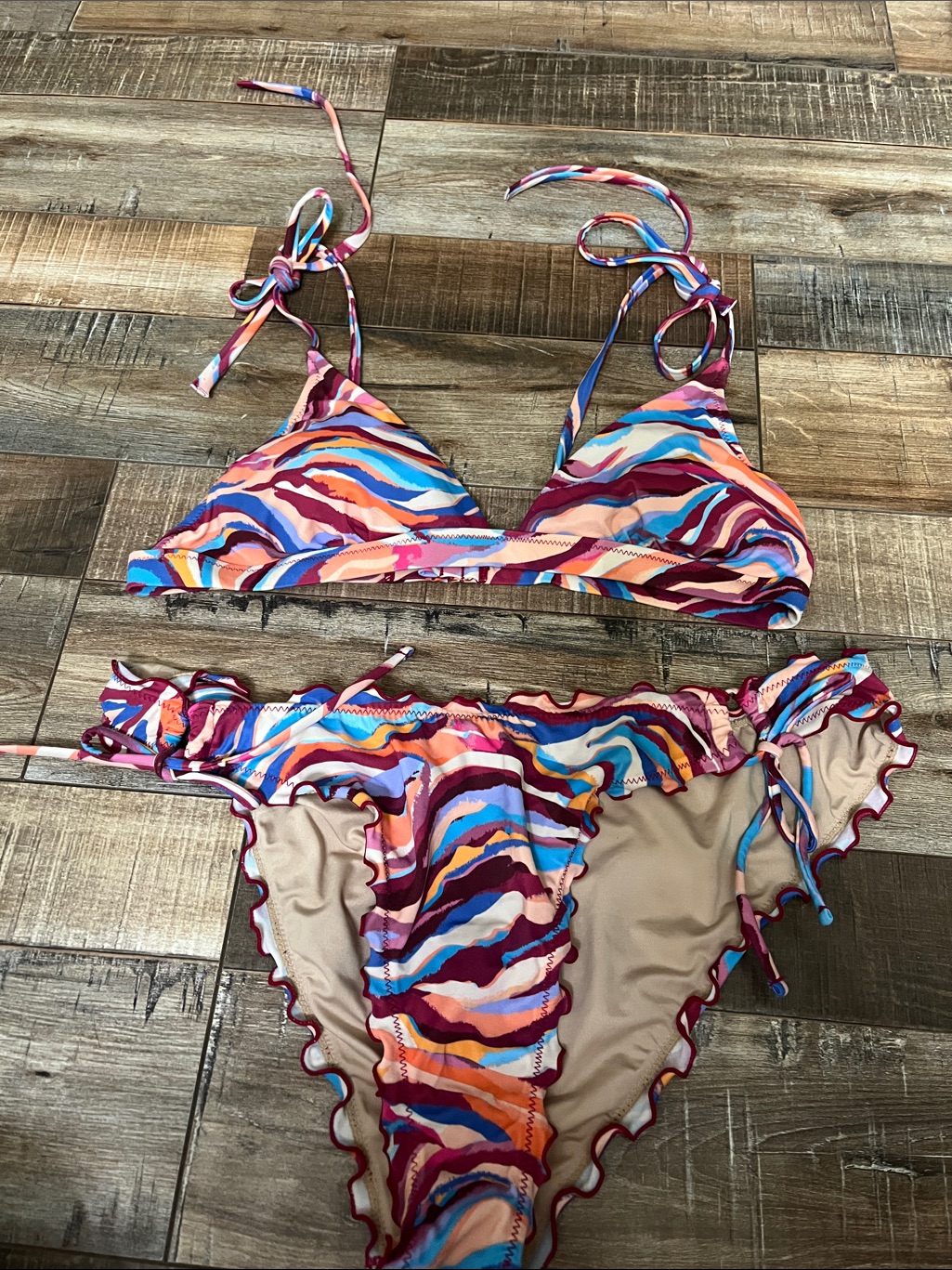 Shade Shore Multicolor WavePrint Bikini Pink Blue Orange Purple